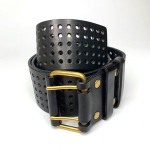 YSL Wide Rectangle Buckle Leather Corset Belt 34